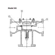 Schéma de la vanne Amot de régulation thermostatique à 3 voies Modèle H