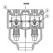 Vue en coupe de la Vanne Amot de régulation de température Modèle R