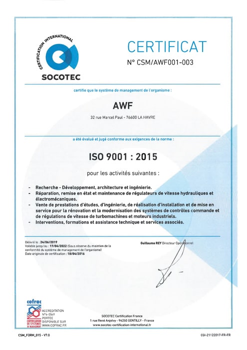 Certificat AWF ISO-9001 (2019-2022)