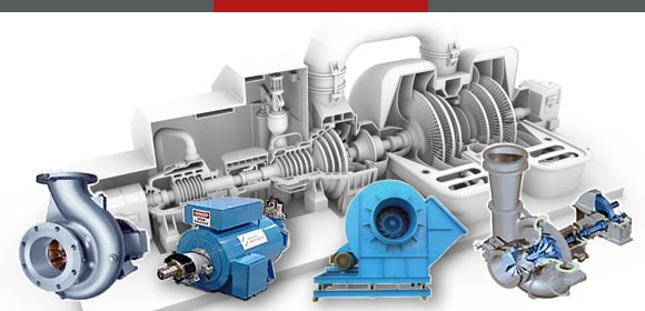 Turbines vapeur et applications (pompes, compresseurs, générateurs, ventilateurs,...)