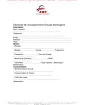 Fiche de renseignements sur votre Groupe électrogène Fiche de renseignements sur votre Groupe électrogène